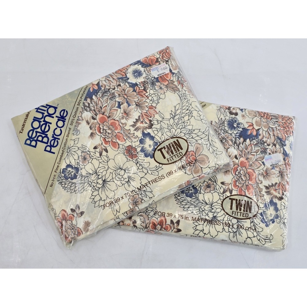 2 Set Vintage Tastemaker NEW‎ NOS Twin Fitted Sheets